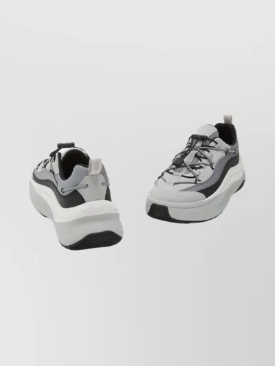 Moon Boot Chunky Sole Sneakers Featuring Mesh Panels In Gray