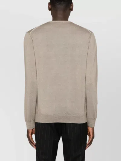Woolrich Long Sleeve Crew Neck Knitted Sweater In Neutral