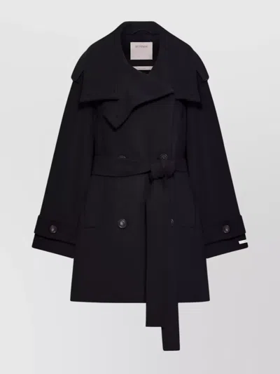 Sportmax Short Belted Trench Coat With Double-breasted Design In Black