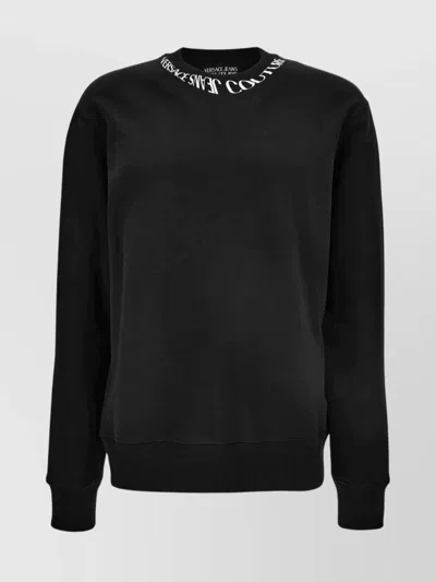 Versace Jeans Couture Logo Sweatshirt Featuring Ribbed Cuffs And Hem In Black
