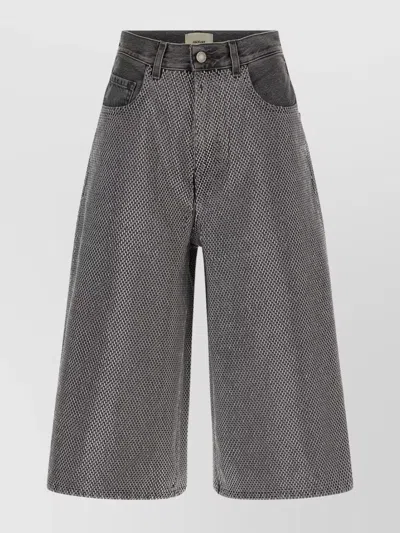 Haikure Bermuda Shorts With Pockets And Belt Loops In Gray