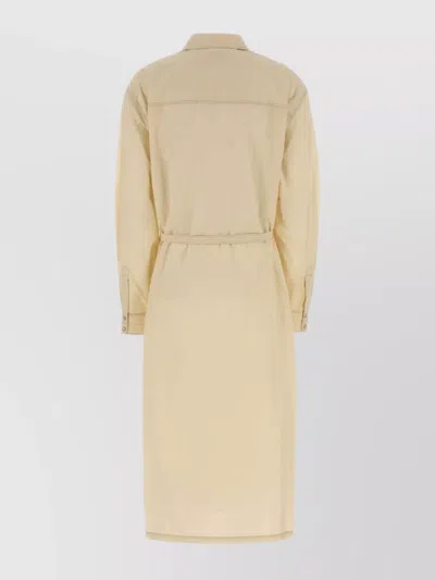 Lemaire Cotton Shirt Dress Featuring Belted Waist In Yellow