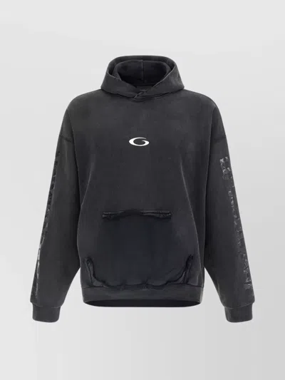 Balenciaga Men Transparent Tape Hoodie With Torn Pocket In Black