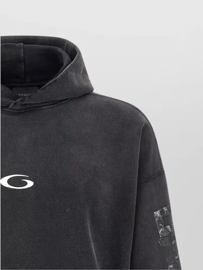 Balenciaga Men Transparent Tape Hoodie With Torn Pocket In Black