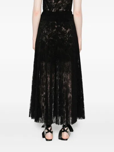 Ermanno Scervino Midi Skirt With Lace Overlay Design In Black