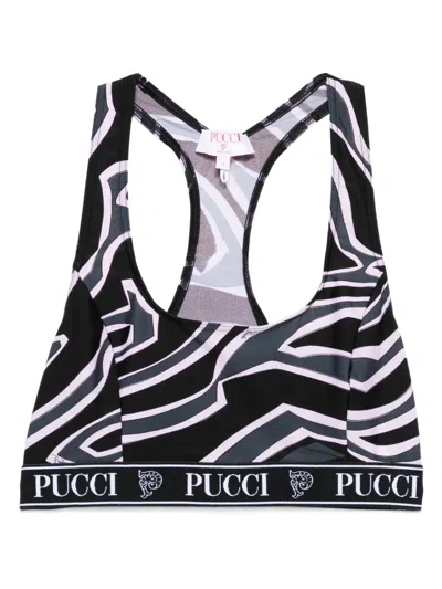 Pucci Geometric Racerback Top For Modern Style In Black