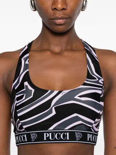Pucci Geometric Racerback Top For Modern Style In Black