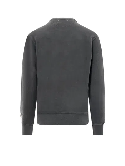Golden Goose Cotton Sweatshirt With Logo Print In Gray