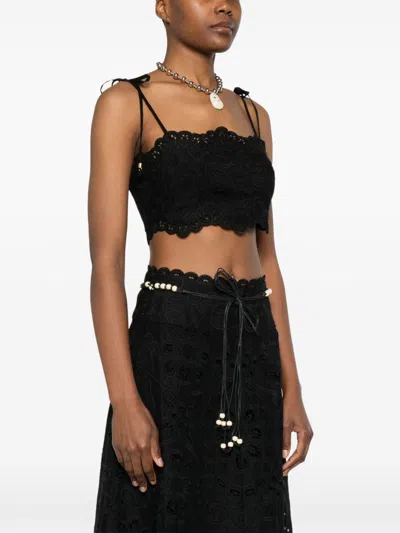 Zimmermann Rhiannon Embroidered Top In Black