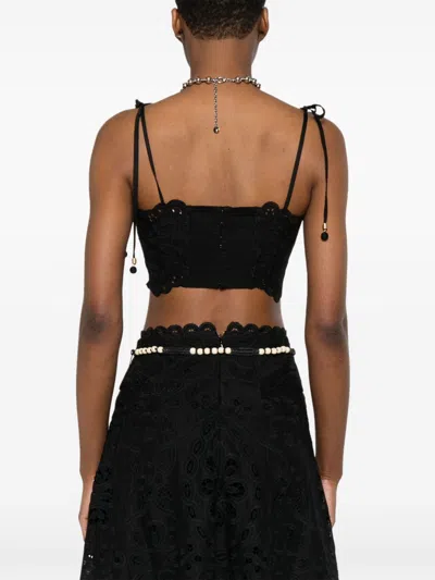 Zimmermann Rhiannon Embroidered Top In Black