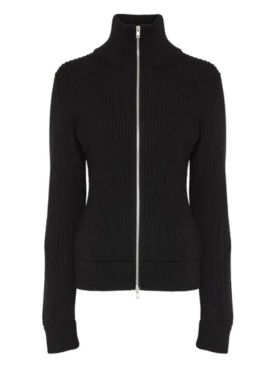 Maison Margiela Black Wool Zip-up Cardigan In Black
