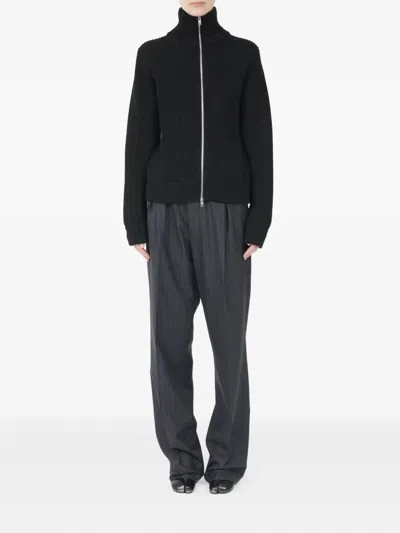 Maison Margiela Black Wool Zip-up Cardigan In Black
