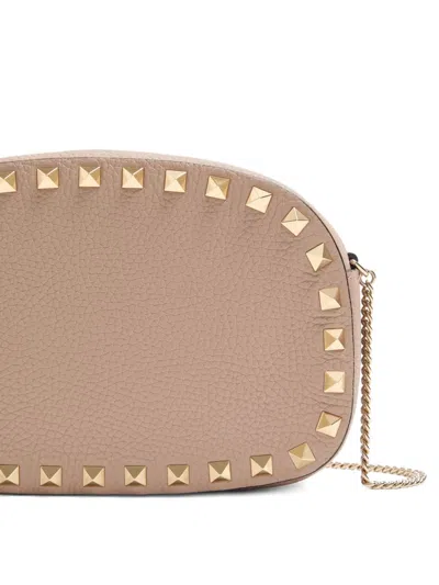 Valentino Rockstud Mini Grainy Leather Crossbody In Pink