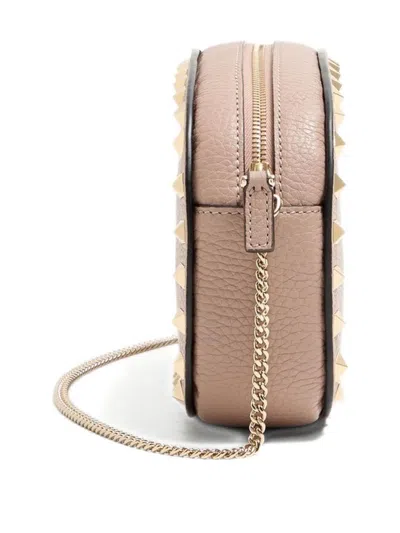Valentino Rockstud Mini Grainy Leather Crossbody In Pink