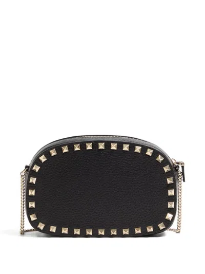 Valentino Garavani Valentino Rockstud Mini Grainy Leather Crossbody In Black