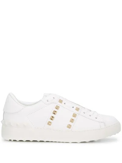 Valentino White Rockstud-embellished Low-top Sneakers In White