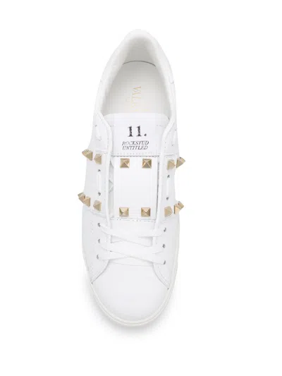 Valentino White Rockstud-embellished Low-top Sneakers In White