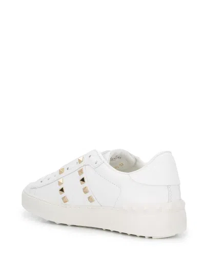 Valentino White Rockstud-embellished Low-top Sneakers In White