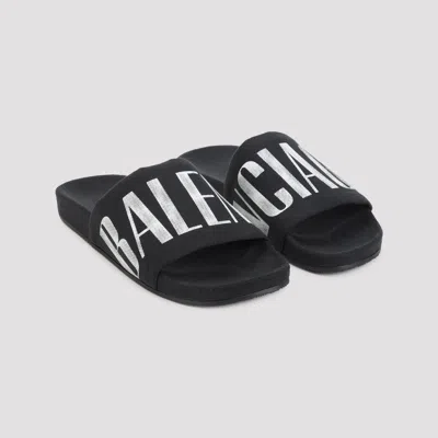 Balenciaga Slide Sandals With Flat Sole And Open Toe In Black