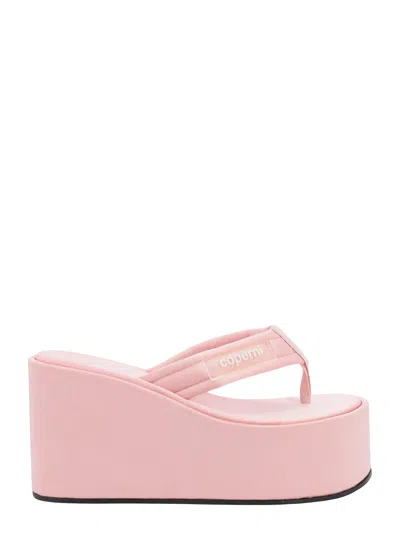 Coperni Satin Sandals With Logo Patch On The Side In Pink
