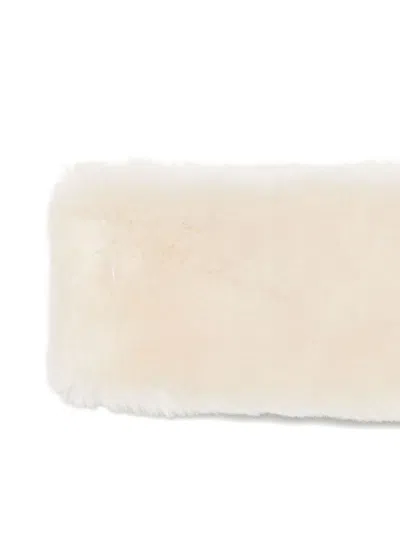 Totême Plush Shearling Wide Headband In White