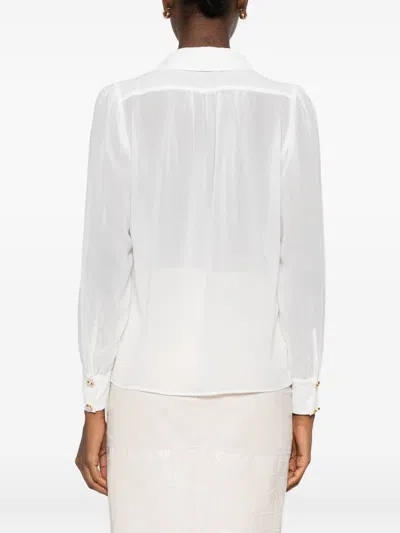 Elisabetta Franchi Chic Long Sleeve Sheer Top With Chain In Multi