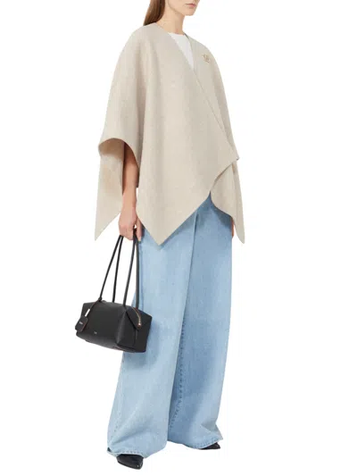 Max Mara Serra Alpaca Wool Scarf Cape In Neutral