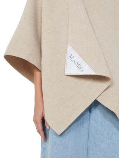 Max Mara Serra Alpaca Wool Scarf Cape In Neutral