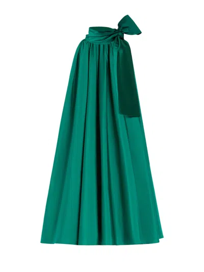 Max Mara Short, Sleeveless, Flared Dress With A Pleated Design That Cr In Green