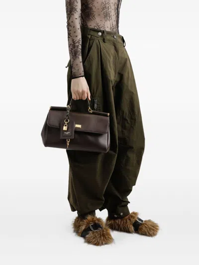 Dolce & Gabbana Women Brown Handbag With Key And Padlock Detail And Adjustable And Removable Shoulde In Brown