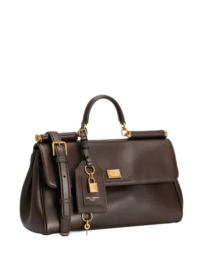 Dolce & Gabbana Women Brown Handbag With Key And Padlock Detail And Adjustable And Removable Shoulde In Brown