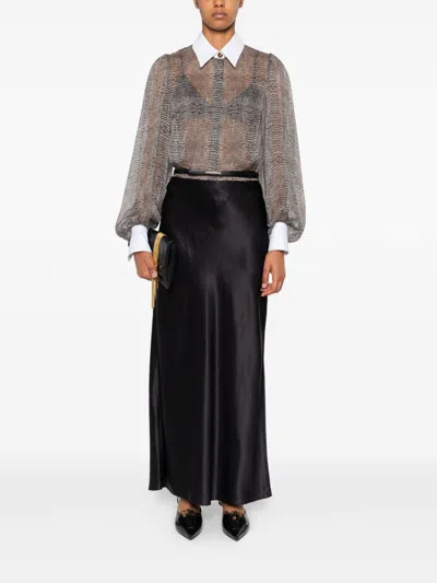 Elisabetta Franchi Silk Bodysuit With Delicate Reptile Scale Pattern In Multi