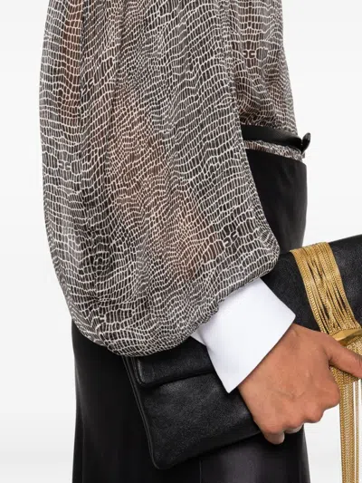 Elisabetta Franchi Silk Bodysuit With Delicate Reptile Scale Pattern In Multi