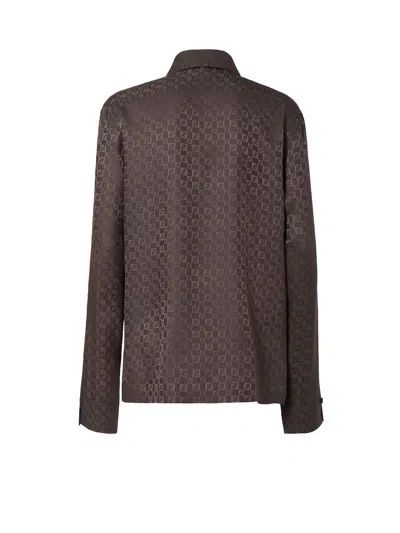 Fendi Ff Jacquard Asymmetric Long-sleeved Shirt In Multi