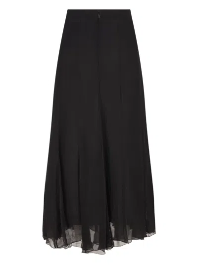 Chloé Maxi Skirt With Sheer Overlay And Flowy Design In Black