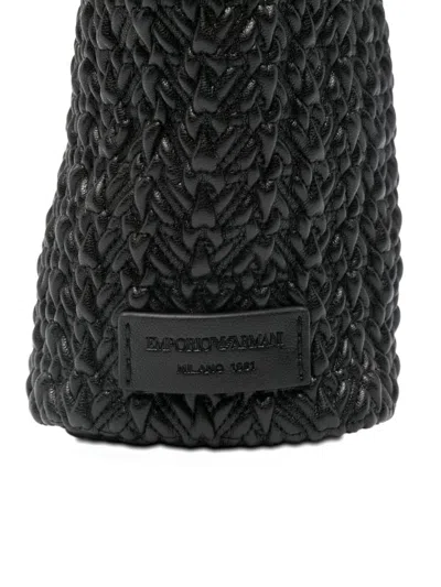 Emporio Armani Faux Leather Small Hobo Bag In Black