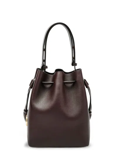 Valentino Borsa A Secchiello Vlogo Signature In Pelle Cioccolato  Donna In Brown