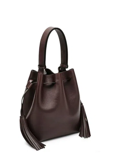 Valentino Borsa A Secchiello Vlogo Signature In Pelle Cioccolato  Donna In Brown