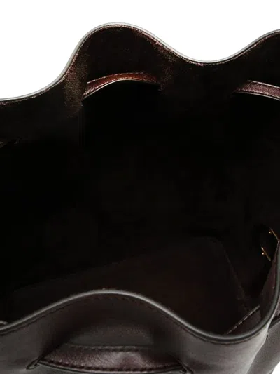 Valentino Borsa A Secchiello Vlogo Signature In Pelle Cioccolato  Donna In Brown