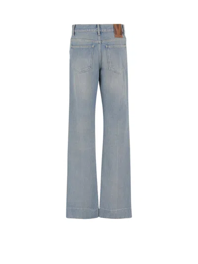 Valentino Straight Trousers With Pockets And Belt Loops In Blue