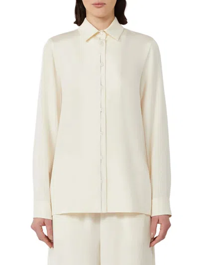 Max Mara Top With Front Stitch Pattern And Long Sleeves In Neutral