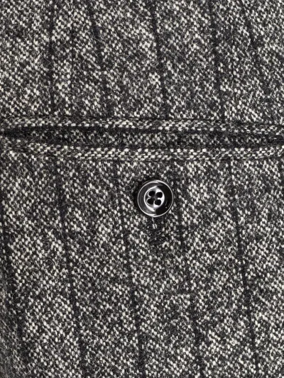 Dolce & Gabbana High Waist Herringbone Houndstooth Tailored Trousers In Black