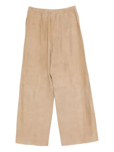 Alysi Drawstring Waist Casual Pants In White