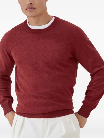 Brunello Cucinelli Cashmere Crew Neck Sweater In Red