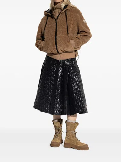 Moncler Reversible Jacket With Drawstring Hood And Logo Patch On The Sleeve In Brown