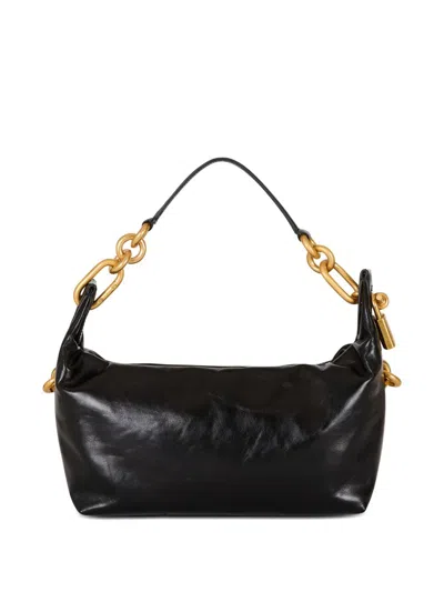 Balmain Sync Medium Shoulder Bag In Black Leather