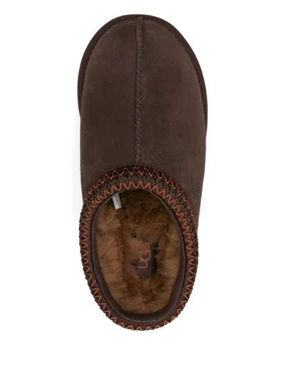 Ugg Tasman Brown Mules With Embossed Logo In Suede Woman In Brown