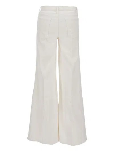 Mother Wide Leg Five Pocket Trousers In White