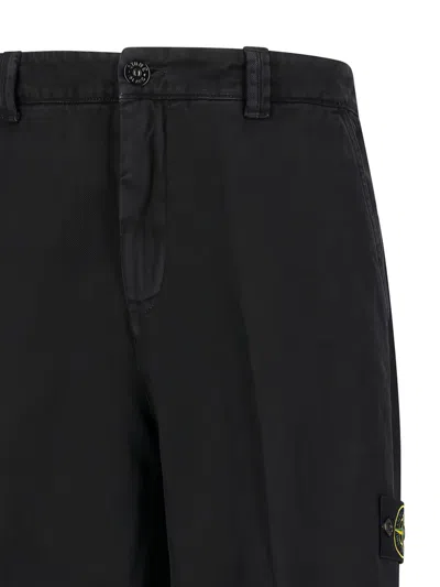 Stone Island Cotton Regular Fit Pants In Black
