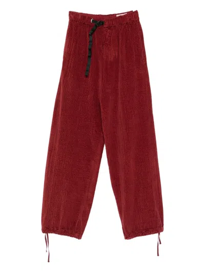 White Sand Drawstring-waist Corduroy Pants In Brown